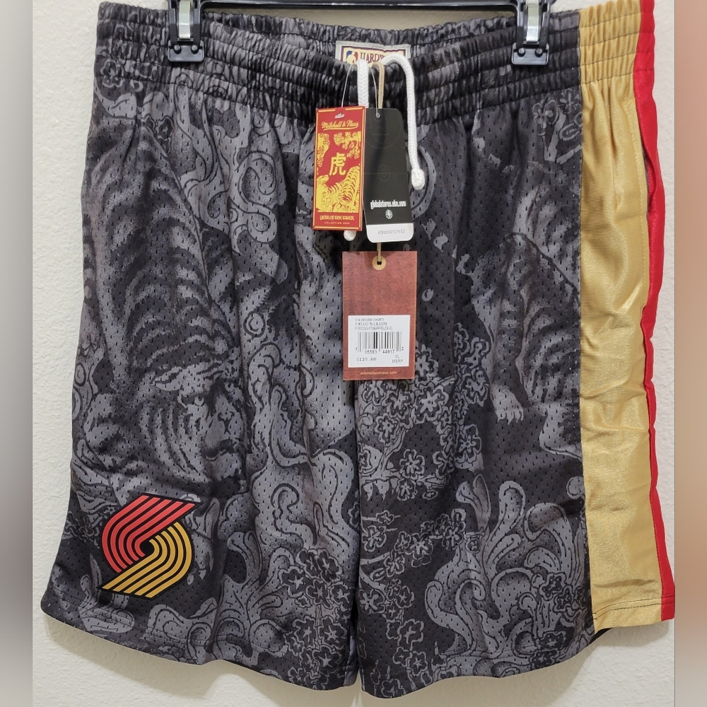 Mitchell Ness Portland Trail Blazers Year Of The Tiger Swingman Shorts Sz XL